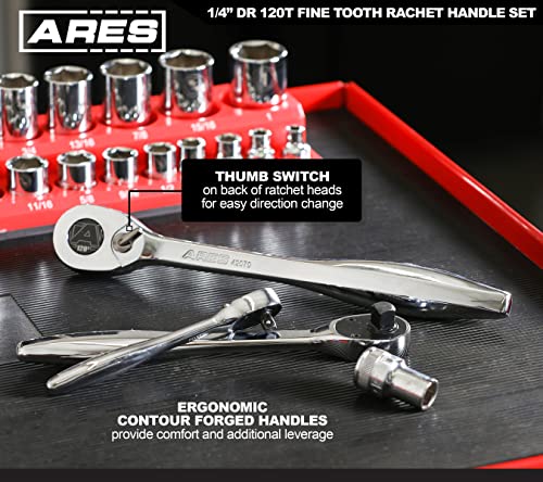 Image of ARES 42068-1 /4-Inch Drive 120 Tooth Ratchet - 3 Degree Swing Arc - Reversible Ratcheting Mechanism - Ergonomic Handle and Professional Gear Structure