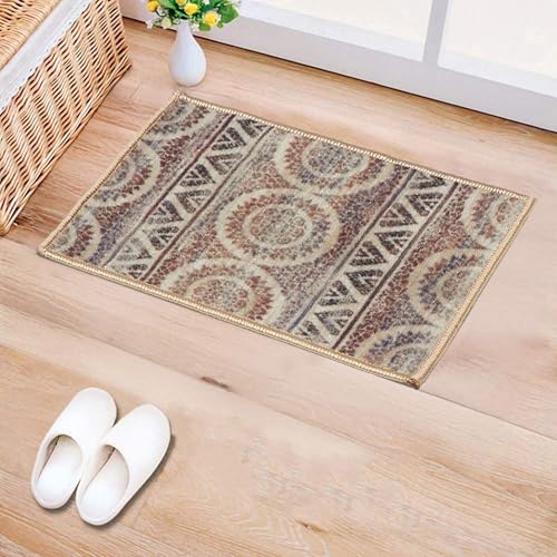 Image of HUES & SHADES Coir Door Mat for Outdoor Entrance - [37 x 57 cm] | Natural Coconut Fiber Brush Mat for Shoes Cleaning, Heavy Duty Non-Slip Doormat for Front Porch, Patio, Entryway (Retro Burst)