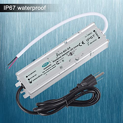 Image of EAGWELL Power Supply, IP67 Waterproof Power Transformer, 110V AC to 12V DC Converter with 3-Prong Plug, Low Voltage Driver for LED Strip Lights, Outdoor Lighting, Computer Projects (12V 60W)