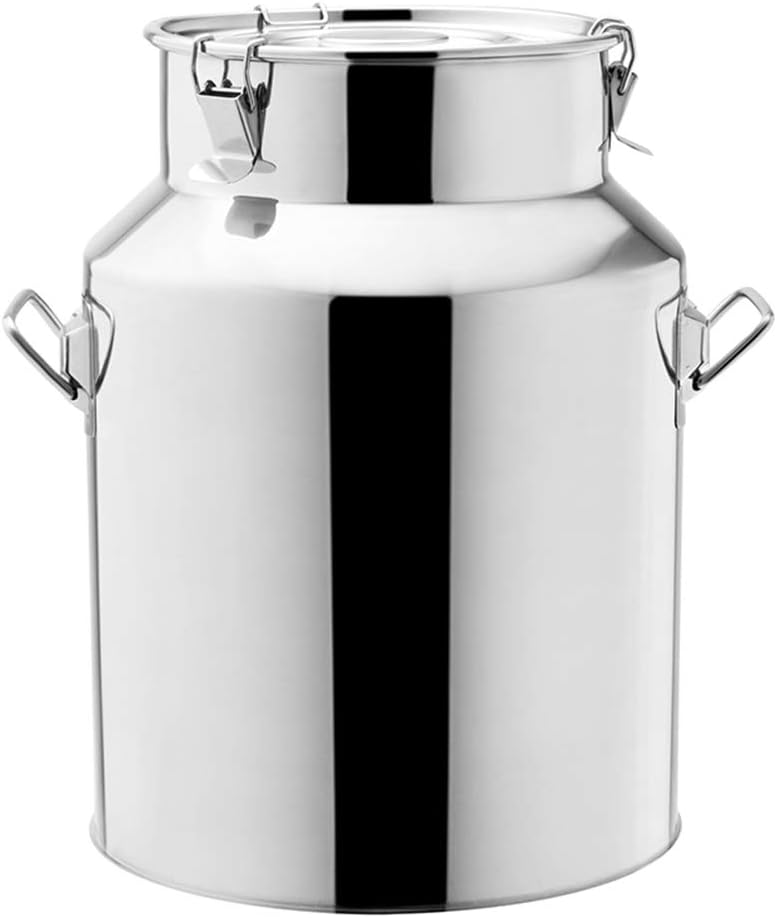 Stainless Steel Sealed Cans - Heavy Duty Milk Bucket Wine Pail Liquid Container for Coffee Powder Tea Grain Storage Tobacco Shredded Moisturizing,18L (14L)