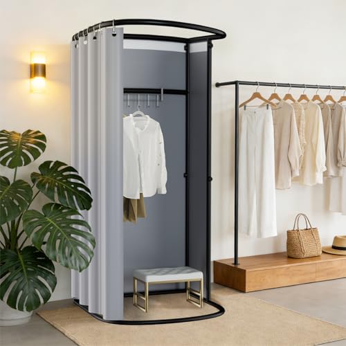 LXSEHN Umkleidekabine Freistehend, U-Form Bewegung Spur Umkleideraum, Bodenstehende Tragbarer Sichtschutz, Schattierung umkleide Öse Eisenhalterung, für Büro Einkaufszentrum
