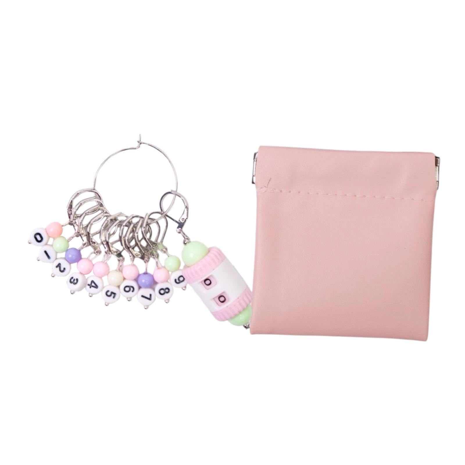 SNAPPSY Knitting Stitch Marker with Counter Lightweight DIY Crafts for Weaving Parts Silver A-image-17