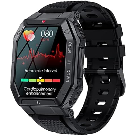 Militär Uhr Smartwatch Herren Armbanduhr mit Telefonfunktion 1,85 Zoll IP68 Wasserdicht Sportuhren Outdoor Tactical Watch Military Smartwatches Schwarz Fitnessuhr Cover