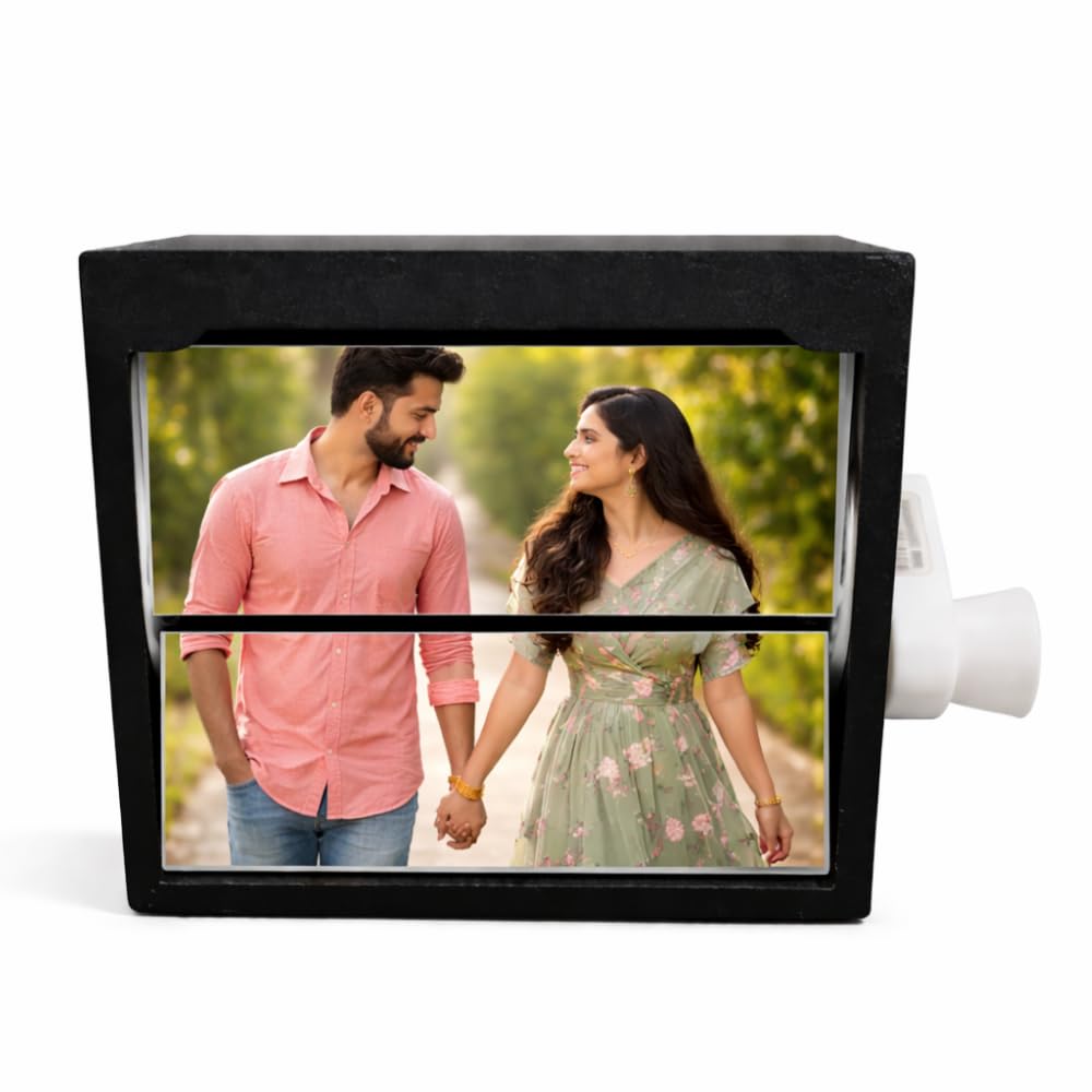 MP Customized 12Photo Flip Book Frame Viewer Box, Black, Dual Image Display, Rotating Knob Mechanism-image-24