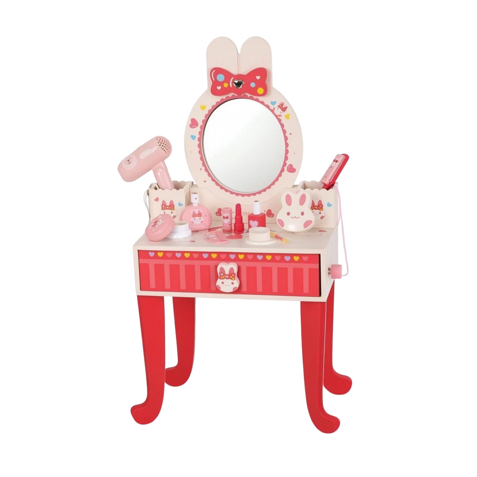 Tocador con Espejo Compacto Mesa Maquillaje con Espejo Resistente Mueble para Niñas, Niños