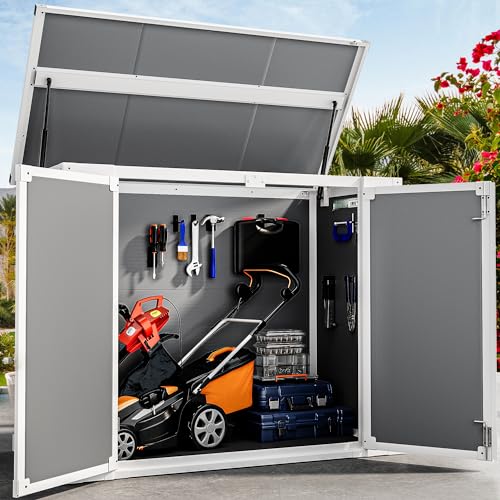 Horizontal Resin Storage Shed for Garden Tools and Trash Cans, 35Cu.ft