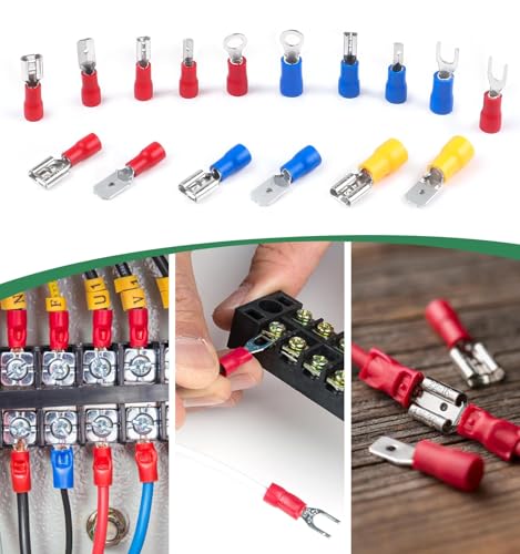 300 Stück 0.5-6.0mm² Kabelschuhe Set, Bolatus 16 Type Kabel Steckverbinder Sortiment, Kabelverbinder KFZ, Crimpverbinder Elektrische, Stoßverbinder Sortiment Set