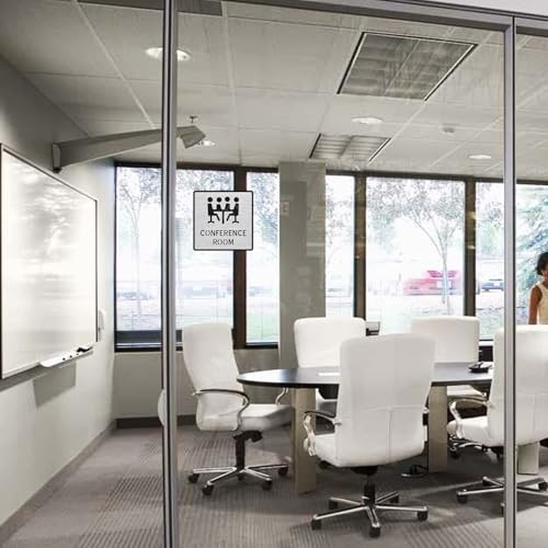 Image of Premium Brush Finish Square Silver Acrylic Conference Room Sign 5.8 Inch Easy Mount Self-Adhesive Business Office Hospital Corporate Hotel Company Factory Bank Commercial