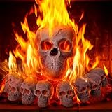 Vicenpal 9 Pcs Fire Pit Skulls Halloween Ceramic Skull Imitated Human for Fire Pit Fireproof Bonfire Accessories Fake Logs Halloween Decor for Gas Propane Fireplace Wood Fires