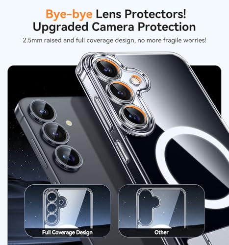 Image of CANSHN Strong Magnetic & Seamless Stand Designed for Samsung Galaxy S25 Plus Case (2025) [Adjustable Kickstand] [Compatible with Magsafe], Crystal Clear