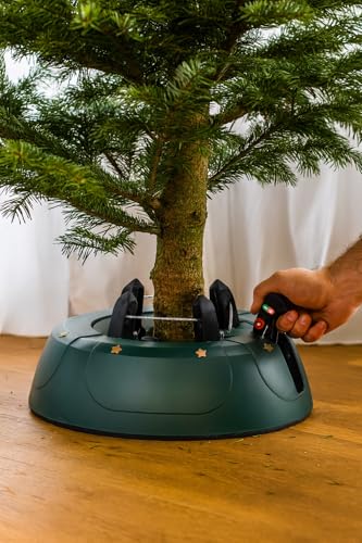 Brandsseller Christbaumständer bis zu 2 m Bäume mit Fußhebeltechnik EIN-Seil-Technik und Sicherung - Weihnachtsbaumständer Tannenbaumständer – Grün