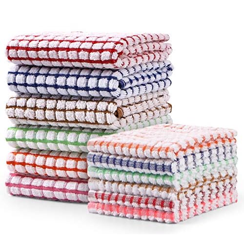 Kitchen Towels and Dishcloths Set, 16 x 25 12 12, Set of Bulk Cotton Dish for Washing Dishes Rags Everyday Cooking Baking