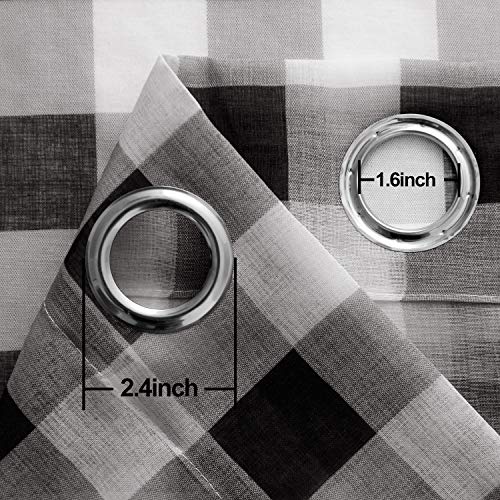 Hiasan Buffalo Plaid Sheer Curtains - Light Filtering Voile Checkered Curtains For Living Room And Bedroom, 52 X 84 Inches Long, Set Of 2 Window Curtain Panels, Black And White #TOP2