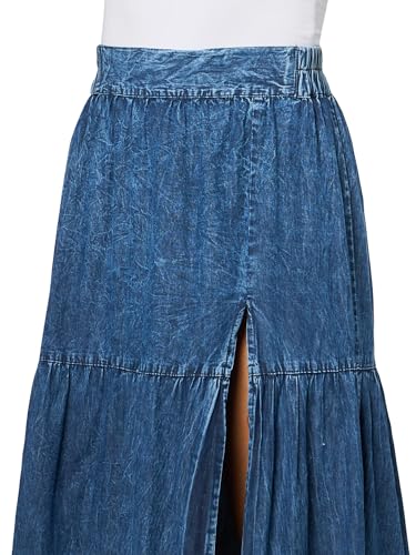 Angie Women's Printed Maxi Tiered Skirt with Slit3