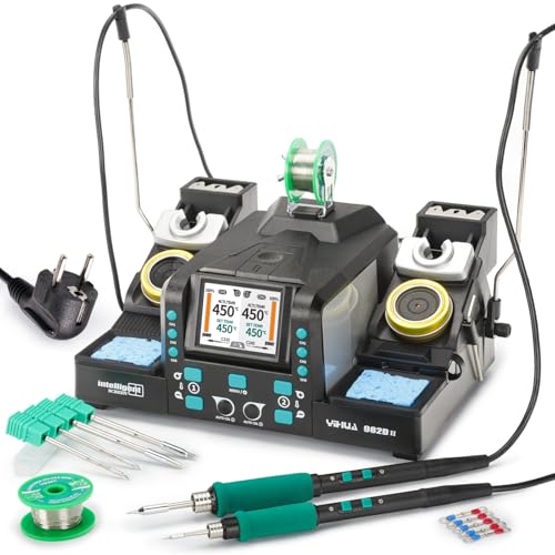 YIHUA 982D-II 2-IN-1 Estación de Soldadura de Precisión Soldador estaño con soldadores de precisión C210 y C245 Calibración Automática Pantalla Adaptativa Calentamiento Rápido Soldadura de Precisión