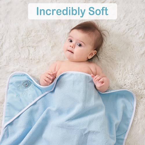 Image of Viviland Baby Towels and Baby Wash Cloths Set Hooded Baby Towels Baby Wipes Absorbent Bath Face Towels Burp Cloths or Face Towels for Girl Boy 6-Pack Size 28 x 28 Inch(Lion)