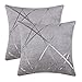 GIGIZAZA Grigio Argento Lusso Cuscino Copre Caso, Accento a Striscia d'Argento Cuscino, Miglior Decorativi Square sham Cuscino Copre per Divano Divano Letto Arredamento 50x50cm Set di Due