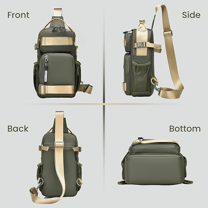 Image of Backpack for Men & Women- Crossbody Sling Bag for Travel, Cycling & Hiking | Waterproof Shoulder Bag with Compartment and Zipper Pockets