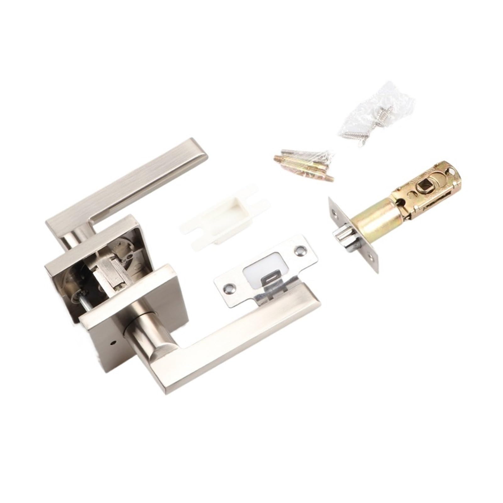 Vqdgpkpvv One Color Door Lock Bathroom Zinc Alloy Three-Pole Hotel Room Handle Single Tongue(Silver Bathroom Lock With Anti Lock)