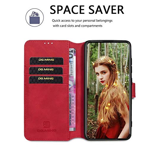 Xinyunew Cover Portafoglio Per Xiaomi Redmi 7A – Pelle PU Con Slot E Supporto, Protezione 360°, Rossa - 3
