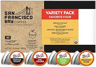 San Francisco Bay Coffee OneCUP Variety Pack 80 Ct Compostable Coffee Pods, K Cup Compatible including Keurig 2.0