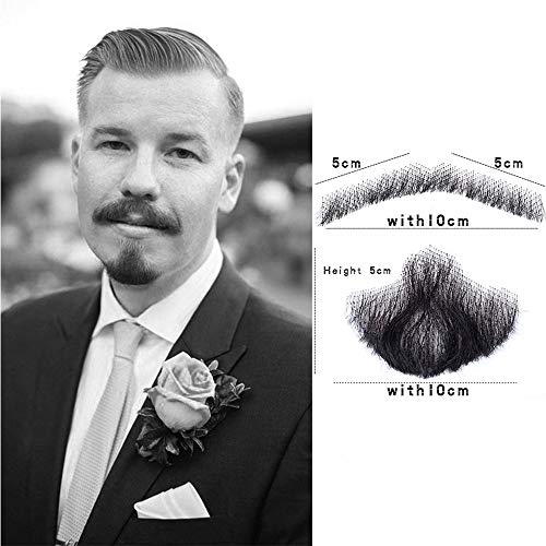 Clicling Fake Beard 100% Human Hair Face Beard And Mustache For Adults Men Suitable For Film Makeup And Special Effects（Hz02-Black) #TOP1