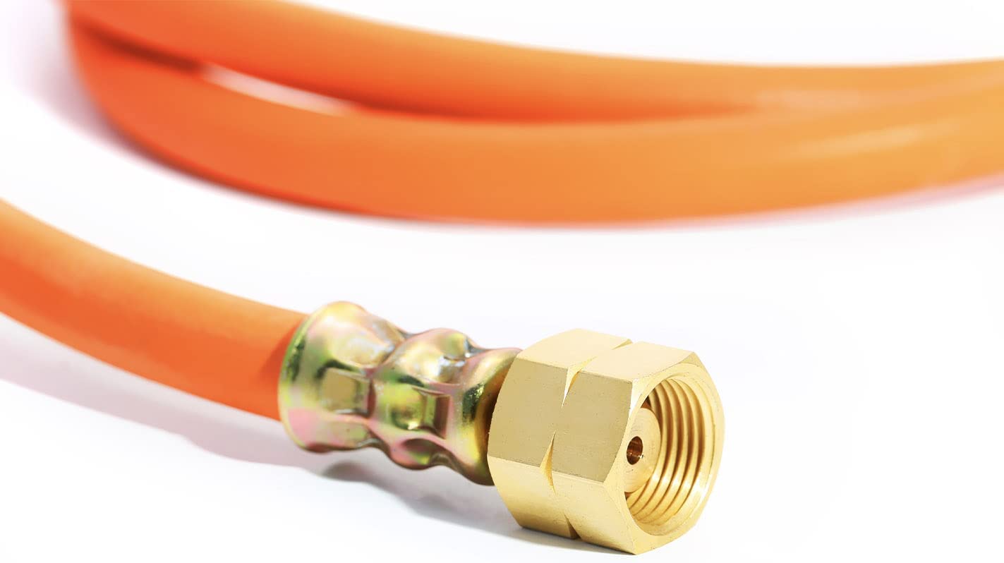 Tubo del gas da 250 cm o 150 cm, 2 filettature sinistra da 1/4", da -30 °C a +70 °C, adatto per GPL in butano, PVC (250 cm)