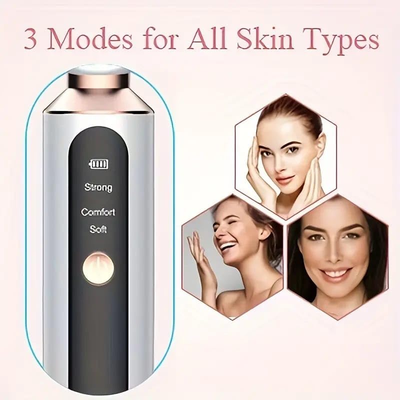 Image of Blackhead Remover, Beautiful Skin Care Expert Acne Pore Cleaner Vacuum Blackhead Remover Kit Skin Cleanser, Pimple Removal Tool With LED 50X Magnifier, 3 In 1 Multi-Function Silicone Blackheads(White Magnifie Derma Suction)