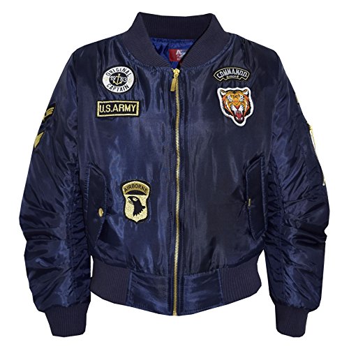 A2Z 4 Niños Niños Chaqueta Unisexo Badges Bomber – MA1 Jacket Badges Navy 13