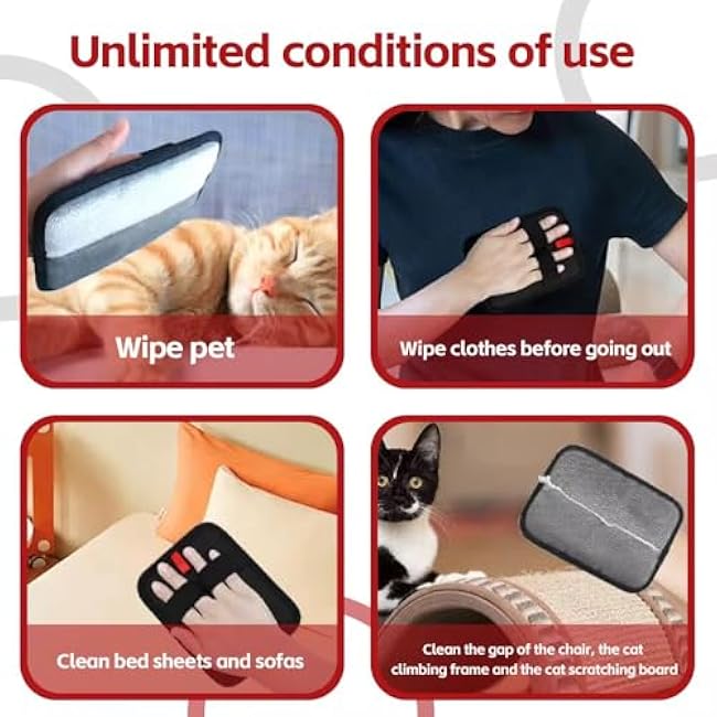 Magic Brush Pet Hair Remover, Pet Hair Remover-Electrostatic for Furniture, Clothing, Reusable Double Sided Fur & Lint Remover for Cats & Dogs, Washable, Upgraded Animal Fur Removal Tool-1 PCS-TEb9jFaI