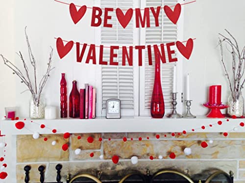 Image of Festiko Red Glitter Valentine's Day Banner, Durable Paper, Rectangular, Happy Valentine's Day Decor