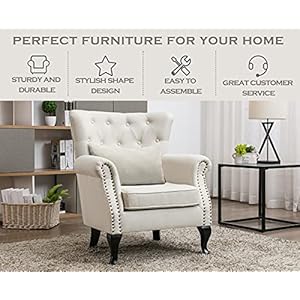 Kmaxfabricclubchairtuftedthronechairmidcenturyaccentwingbackchairpaddedseatingwoodlegshomeclubbedroomlivingroombeige Urban Country Home Decor Kmax fabric club chair tufted throne chair mid century accent wingback chair padded seating wood legs home club bedroom living room beige urban country home decor