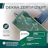 Anhängernetz 1,5x2,2M [DEKRA Geprüft] - Ladungssicherungsnetz mit Gummiseil & Eckenmarkierung - Abdecknetz für Anhänger, Reißfest