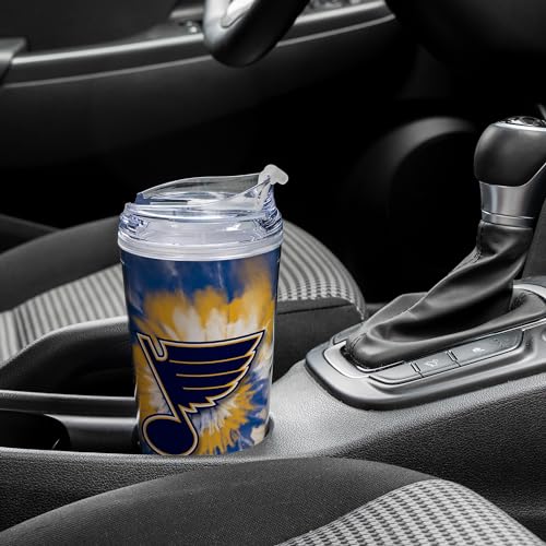 Image of Rico Industries NHL Hockey Team Color Tie Dye 24oz Metallic Acrylic Tumbler with Hinged Lid, Officially Licensed Double Wall Tumbler with Straw