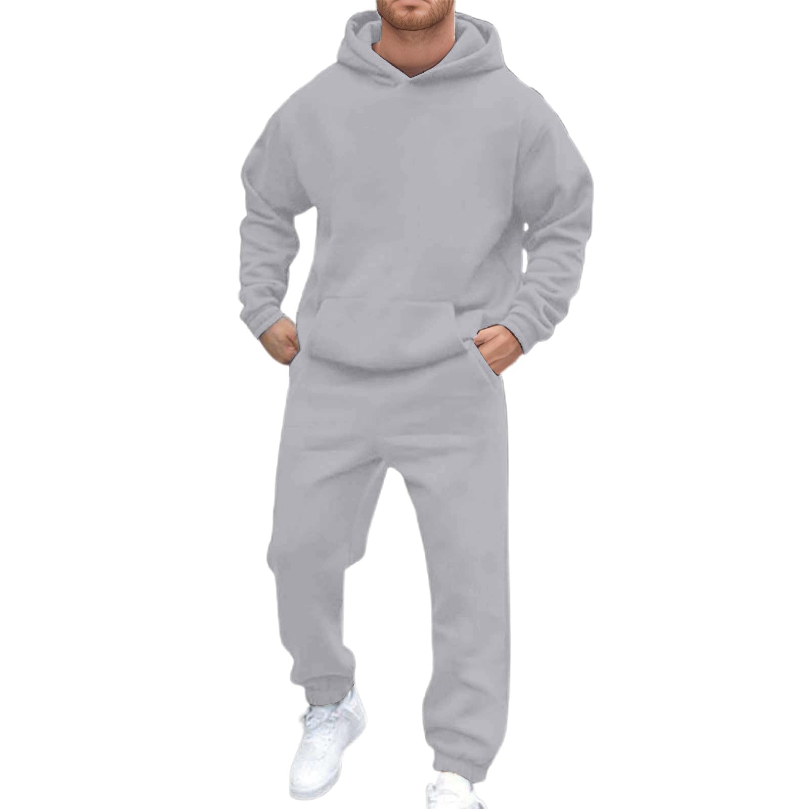 2-częściowy zestaw męska bluza z kapturem Jogger Zimowy jesienny polar dres treningowy z kieszeniami wygodny sportowy strój na co dzień
