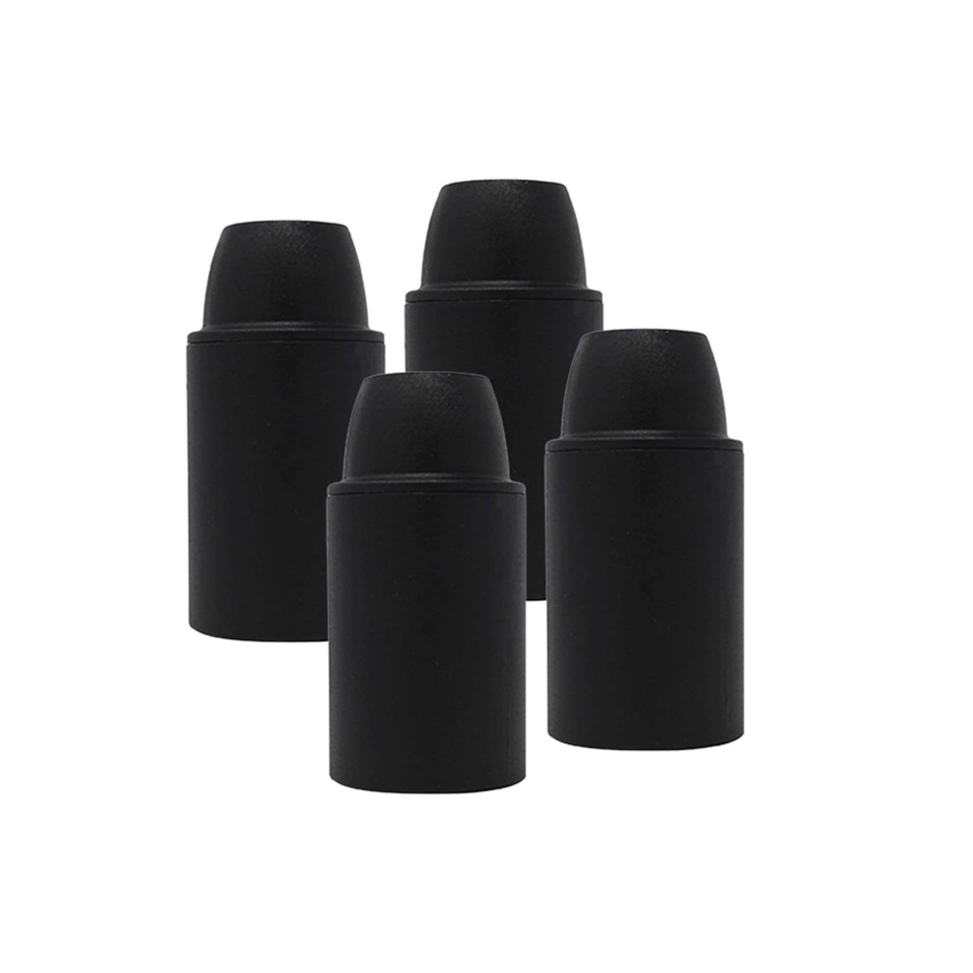 HALOTEC | Pack 4 Portalámparas E14 | Negro | Casquillo pequeño liso | Montaje M10x1 | Base para Bombilla vista y rosca mignon fina E14 | Fabricación Italiana