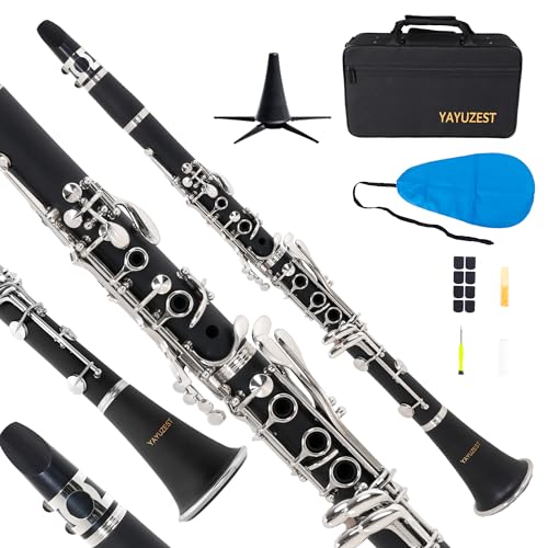 YAYUZEST Bb Clarinet for Beginners, Bb Nickel-plated 17 Keys Clarinet for Students, Professionals...