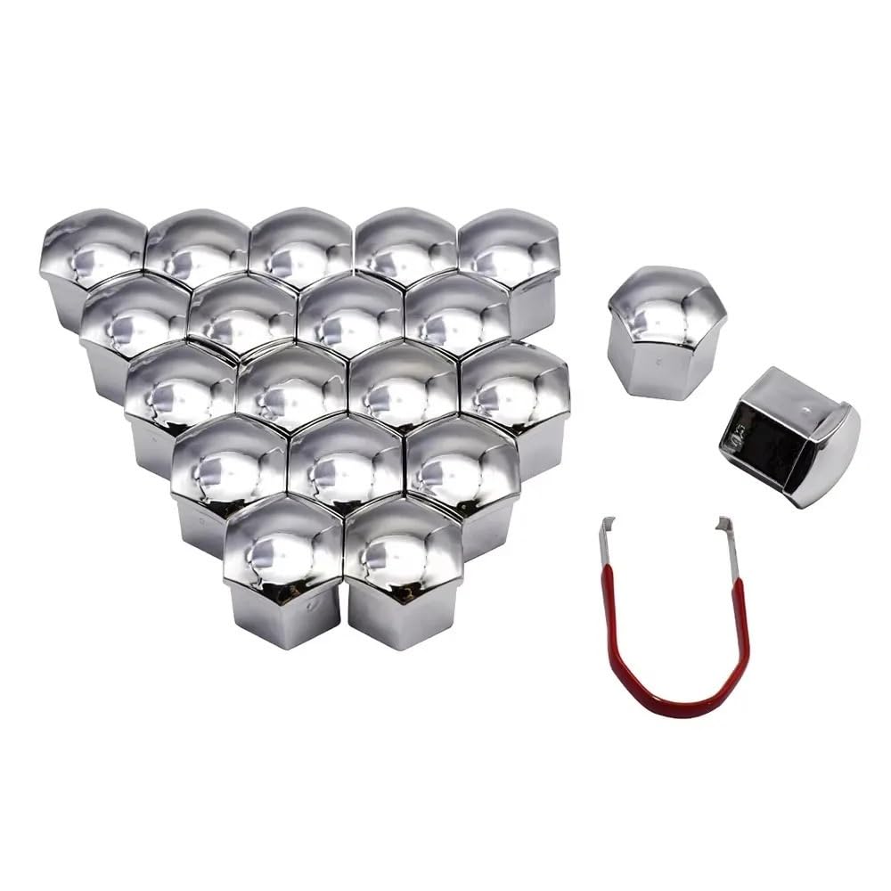 LOCKLGFMCZ 20Pcs Car Wheel Nut Protector Caps 17 19 21mm Anti-Rust Auto Hub Screw Cover Tyre Bolt Exterior Accessories Decoration(Silver,19mm)
