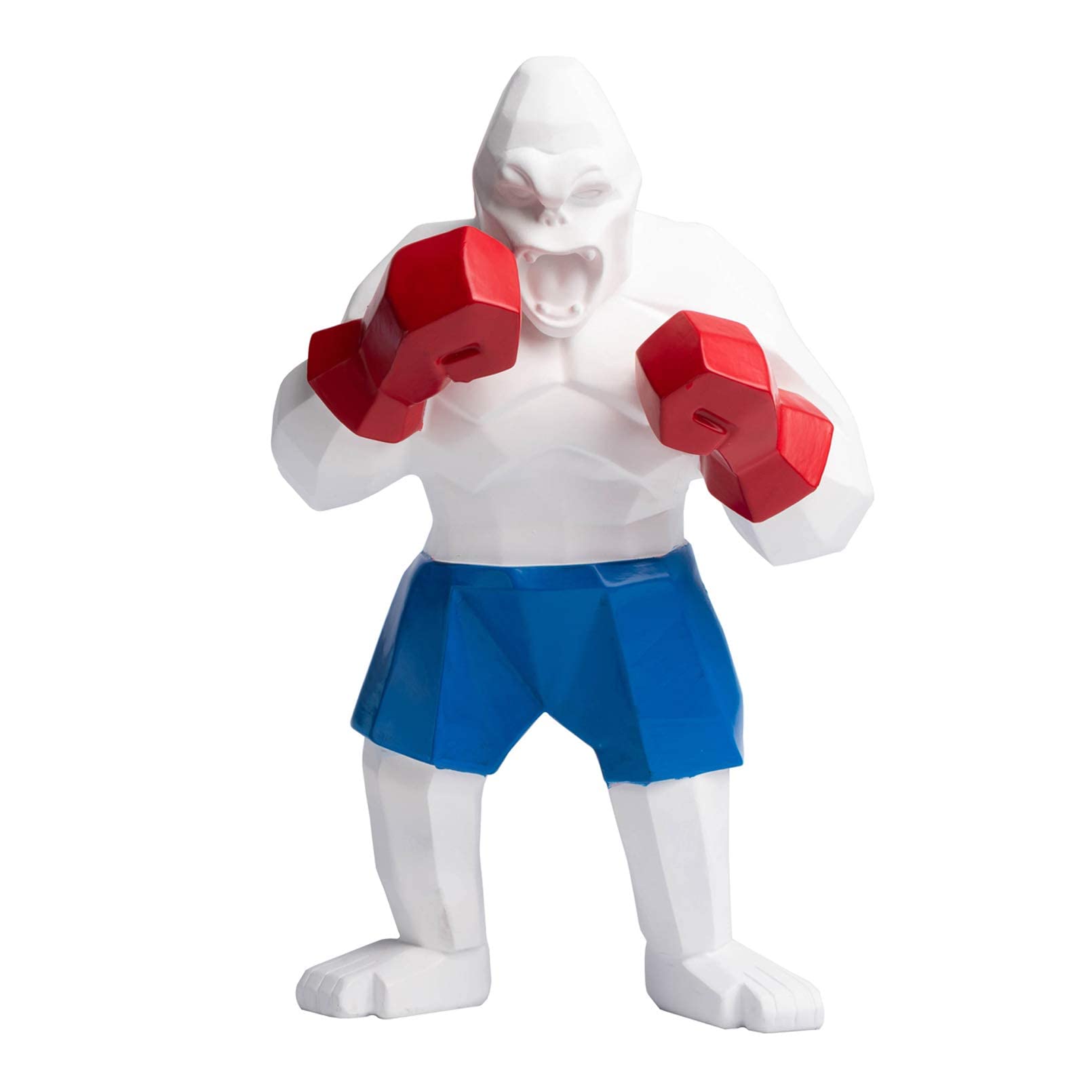 YXCQHZM Gorilla Statue, King Kong Statue, Resin Animal Decorative Statue Modern Sculpture Monkey Boxing Figurine for Decor (white)