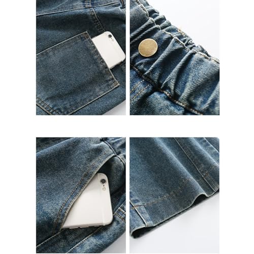 Girls Wide Leg Straight Baggy Jeans Kids Elastic Waistband Soft 𝐒tretch Casual Aesthetic Denim Pants Y2K Streetwear4
