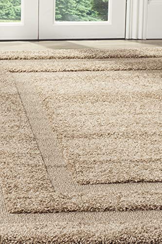 Image of Tauhid Carpet Handmade Super Soft Shag Carpet Rug Microfiber Area Carpet Rug for Living Room, Bedroom, Home Decor 3x5 Beige