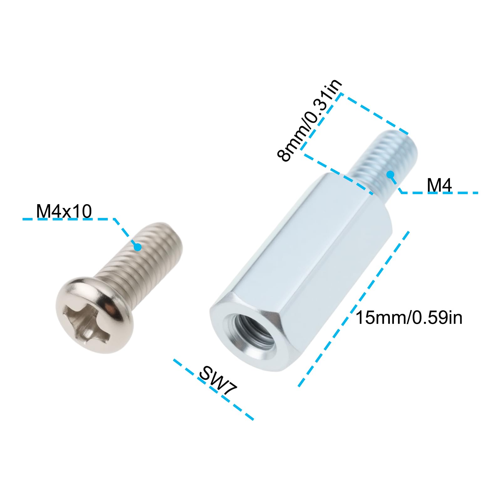 8 tornillos hexagonales M4 x 15 + 8 tornillos M4 x 10 para instalación de soporte de monitor VESA compatible con Samsung