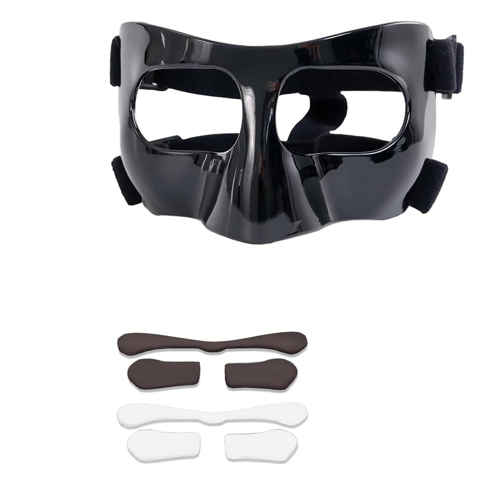 Tagtight Sports Face Guard, Nose Guard for Broken Nose, Basketball Football Softball Training Face Protect Shield, Easy Install Easy to Use Black Close