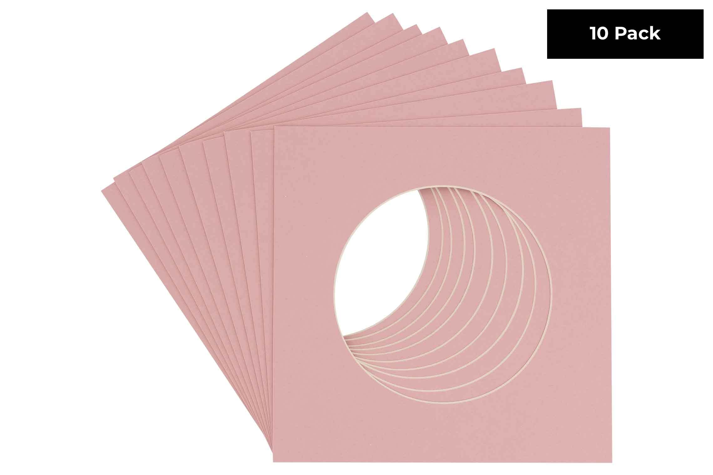 CountryArtHouse Pink Acid Free 13x13 Circle Picture Frame Mat with White Core Bevel Cut for 9x9 Pictures - Fits 13x13 Frame - Pack of 10 Matboards