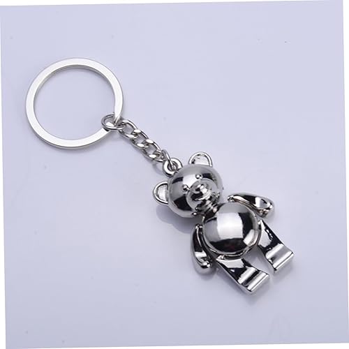 Miniatura 3 de CHILDWEET Llavero de metal con diseño de oso de oso de metal, llavero de regalo creativo, colgante movible, plateado