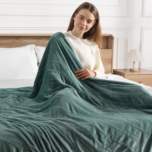 Electric Blanket Full Green Heated Blanket 72X84 Ultra Soft Silky Flannel Heating Blanket with 5 Heat Levels & 10 Hrs Timer ETL Certified & Overheat Protection Gifts for Grandma(Hunter Green)