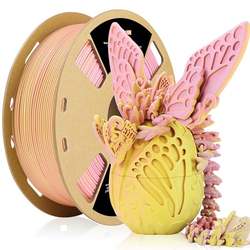 Image of LOVOON Matte Tricolors PLA 3D Printer Filament Multi-Color Changing by Angle Rainbow PLA 3D Printing Filament Fit Most 3D Printers /3D Pens,Matte Purple /Pink /Yellow,1KG(2.2lbs) /Spool