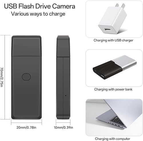 Miniatura 7 de Cámara de unidad flash USB de 64 GB,Seguridad de resolución de video 1080P, mini cámara portátil recargable, cámara de vigilancia