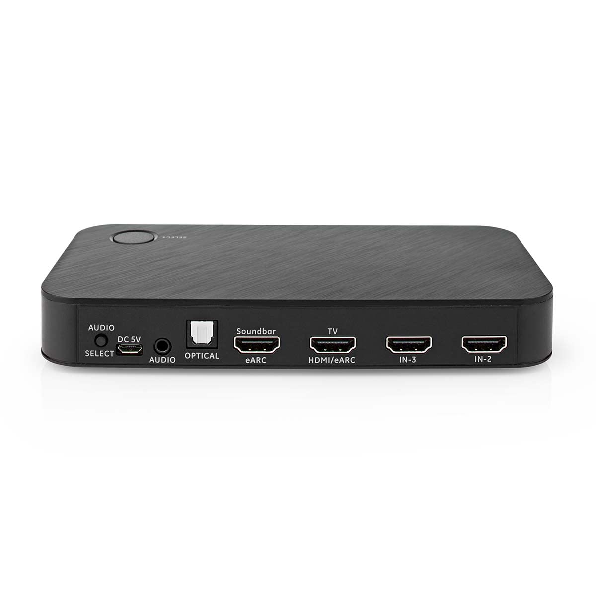 Nedis Convertitore audio digitale | 2 vie | Connettori – Ingresso: DC Power / 3 ingressi HDMI | Connettori – Uscita: 1 x 3,5 mm / 1 x TosLink / 2 x uscite HDMI | eARC | Automatico/pulsante | antracite