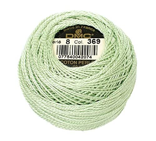 Hilos perlados DMC color verde pistacho muy claro tamaño 8 miniatura 1